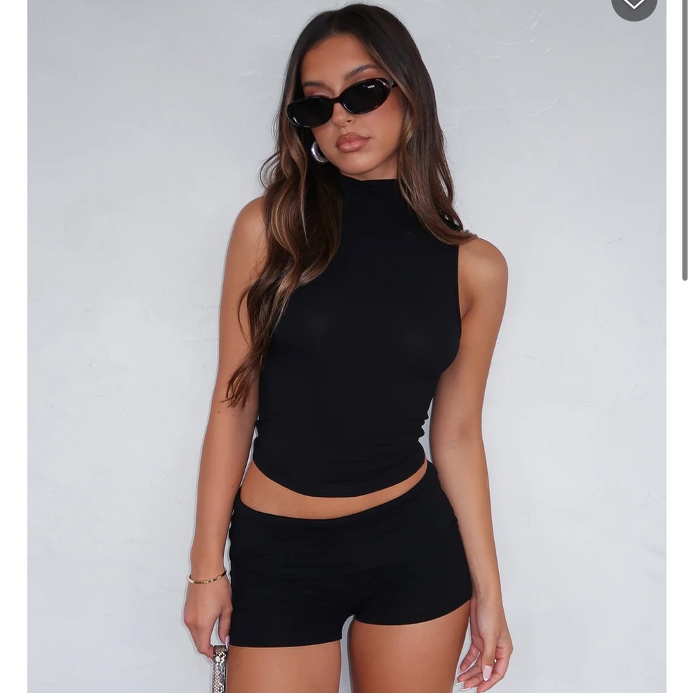 White Fox Boutique Black Rollover Booty Shorts